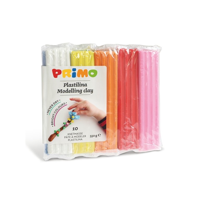 Panetto plastilina 10 colori 55gr Primo