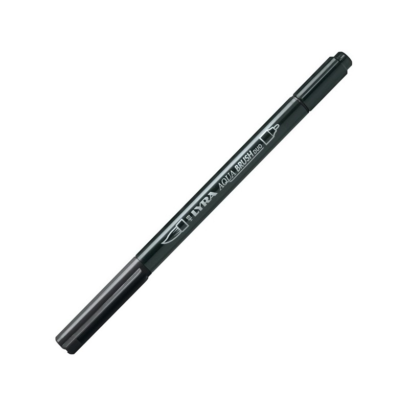 Pennarello Aqua Brush Duo punte 2/4 mm nero Lyra