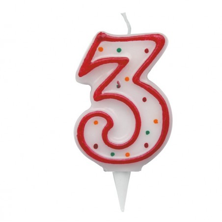 Candelina Zuccherino numero 3 H 8.5 cm Big party