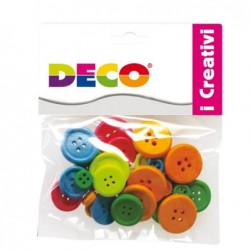 Bottoni in legno colori neon Deco conf. 30 pezzi