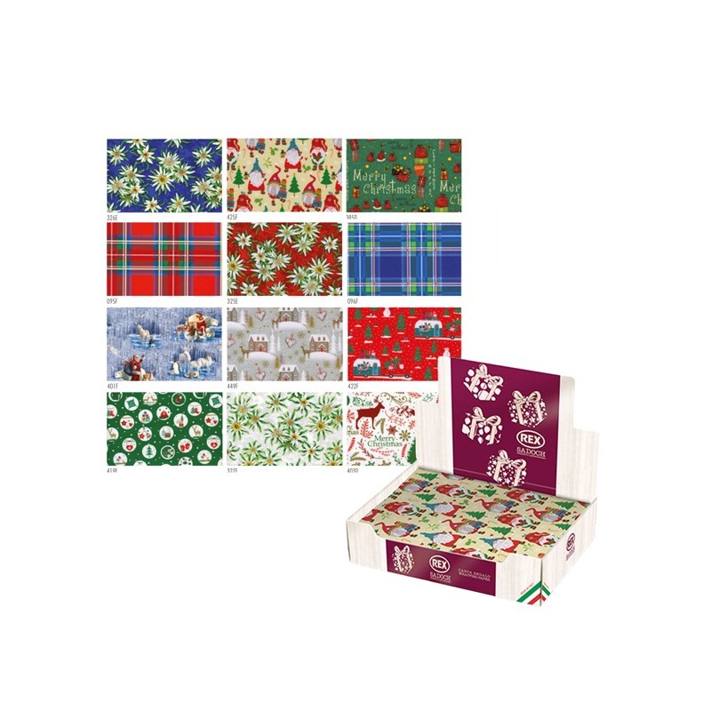 Carta regalo - raso - Country Natale - 70 x 100 cm - Rex Sadoch - scatola 100 fogli