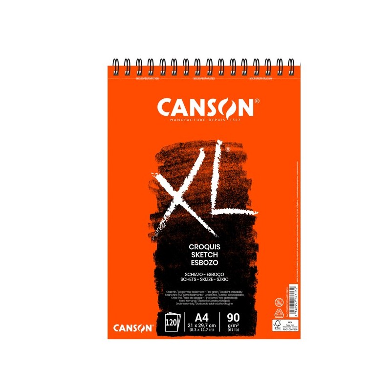 Album XL Croquis A4 90 gr 60 fg bianco Canson