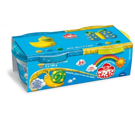 Pasta Glitter 100gr giallo/azzurro conf. 2 pezzi Didò