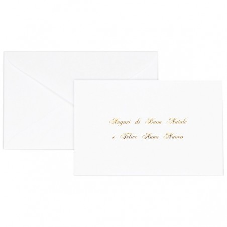 Biglietto natale con busta - 9 x 14 cm - stampa oro - bianco - Sadoch