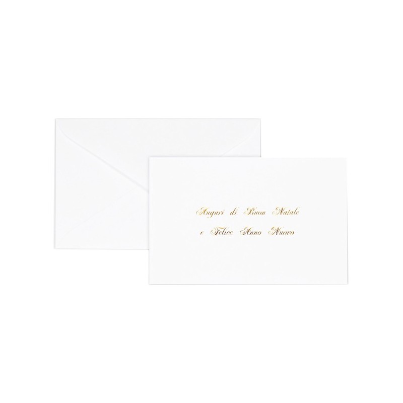 Biglietto natale con busta - 9 x 14 cm - stampa oro - bianco - Sadoch