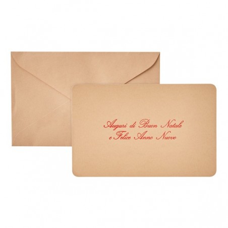 Biglietto natale con busta - 9 x 14 cm - stampa oro - avana - Sadoch