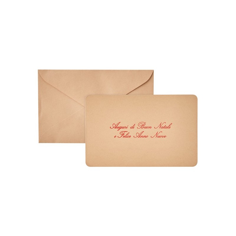 Biglietto natale con busta - 9 x 14 cm - stampa oro - avana - Sadoch