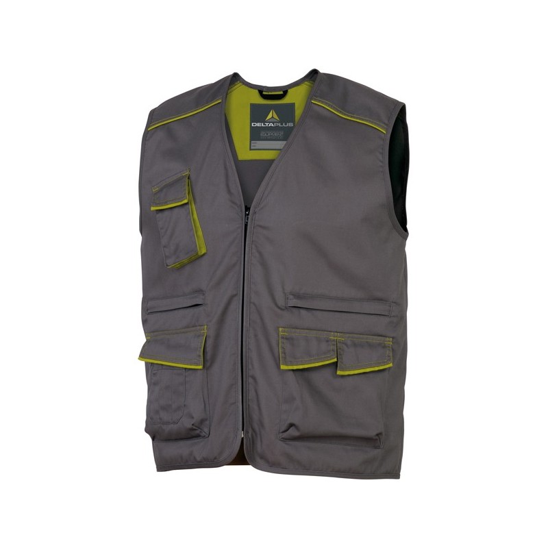Gilet da lavoro Panostyle® M6GIL - sargia/poliestere/cotone - taglia L - grigio/verde - Deltaplus