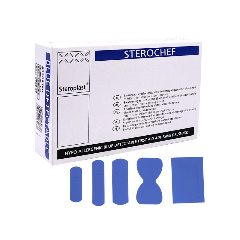 Cerotti Blu Detectable - 5 misure assortite - blu - PVS - conf. 100 pezzi